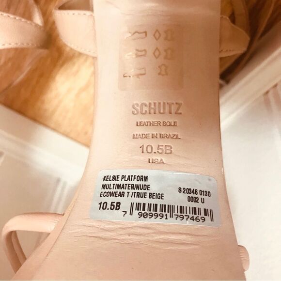 SCHUTZ Kelsie Nude Platform Strappy Sandal Block Heel Tan Beige Size‎ 10.5 New - Picture 11 of 12